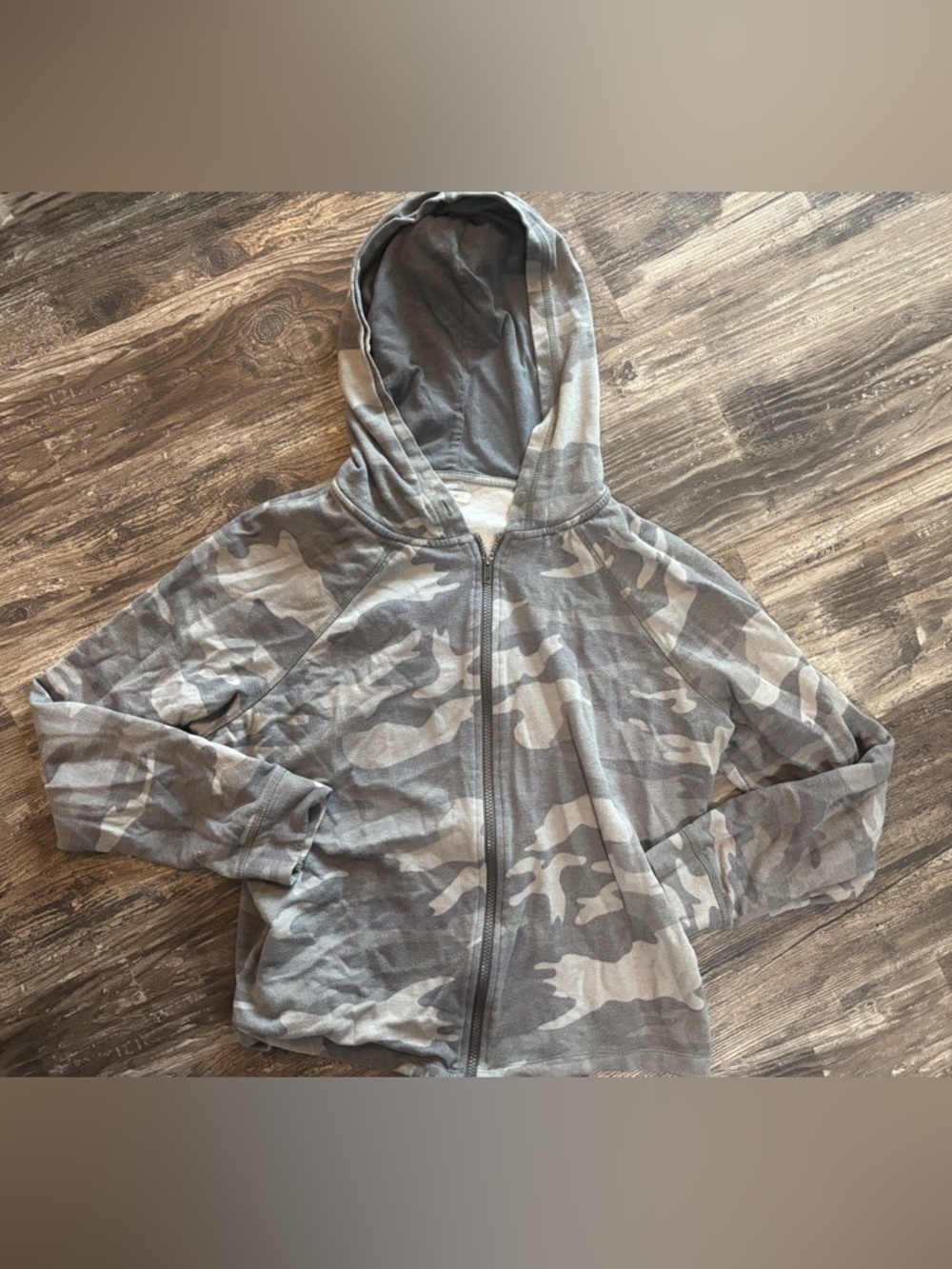 Maurices Grey Camouflage Zip-Up Hoodie Jacket